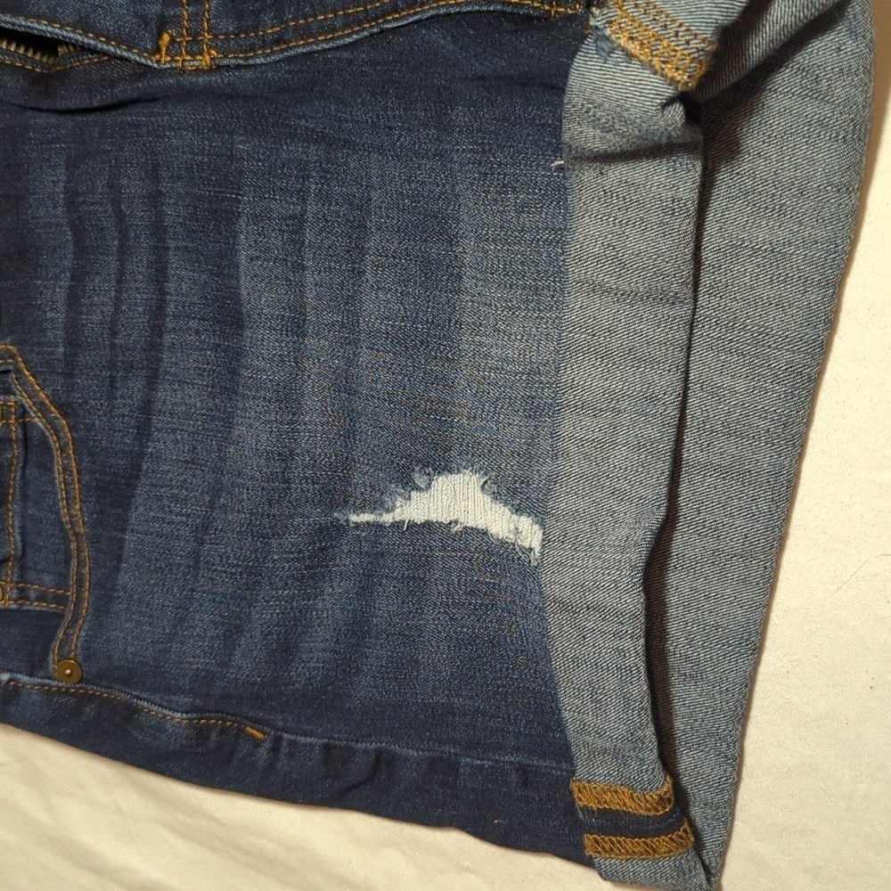 Indigo Rose Denim Jean Shorts High Waist Cuffed Hem Size 11 Waist 30 - Picture 5 of 7